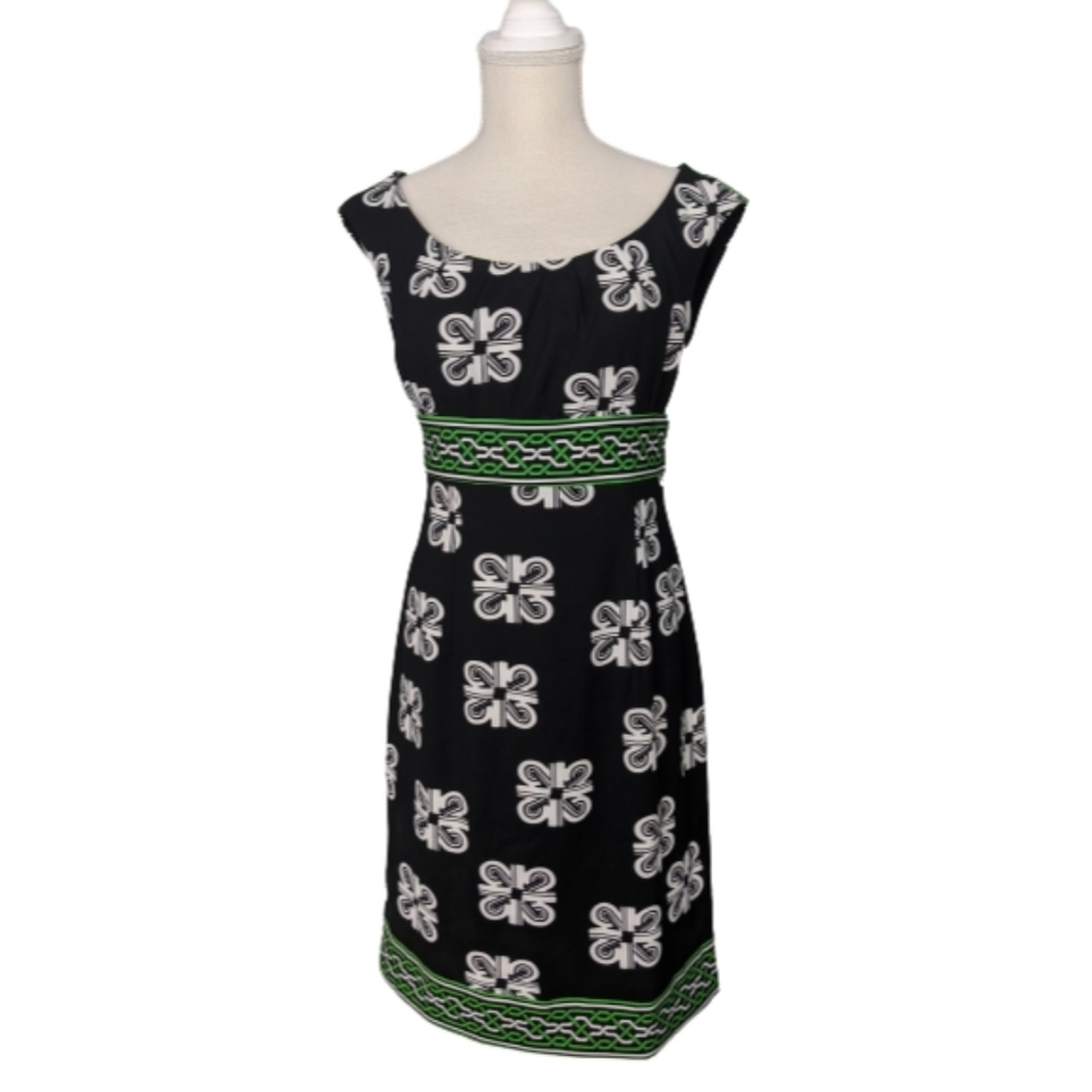 London Times Black and White Scoop Dress